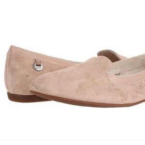 UGG Bentlie Suede Shearling Loafers with Swarovski Crystals Beige Size 5